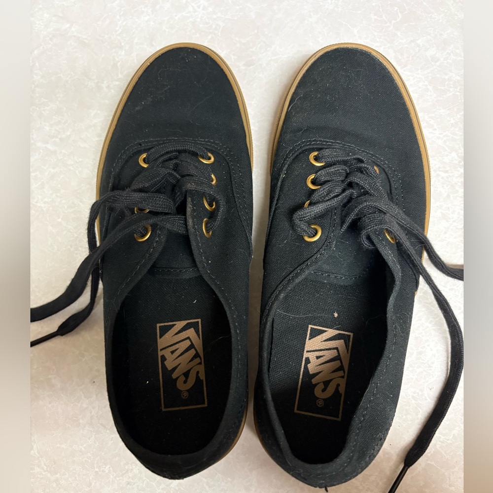 Vans Men's Black and Brown Canvas Sneakers
